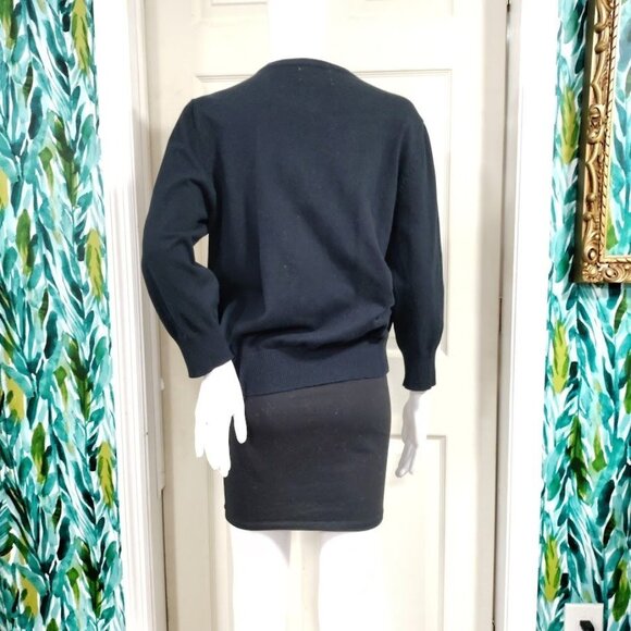 Chaus Black button Down Cardigan Cropped with 3/4 Sleeves L/ XL - Picture 3 of 11